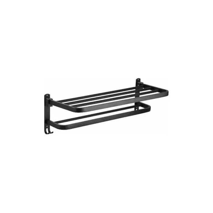 Handtuchhalter Fürs Badezimmer, Klappbare Ablage, Schwarzes Aluminium, 40 Cm Odipie