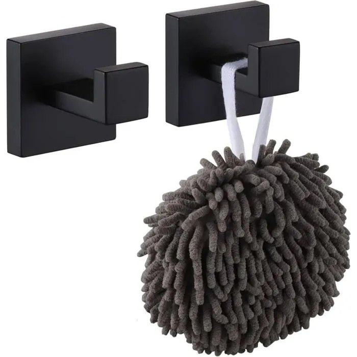 Quadratischer Wandhaken Für Bademäntel, 2er-pack, Mäntel, Badezimmer, Küche, Garage, Edelstahl, Mattschwarz, Odipie
