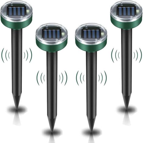Solarbetriebenes Maulwurfsabwehrgerät (4 Stück), Ultraschall-gartenschädlingsabwehrgerät - Ip65 Wasserdicht, Effektiver Schutz Gegen Maulwürfe Und Wühlmäuse
