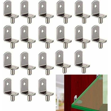 6 Mm Regalträger, 20 Stück Vernickelte Stahl-regalstifte, L-förmige Regalträger, Regalstützen, Vernickelte Regalhalterung Mit Loch Für Bücherregale, Br
