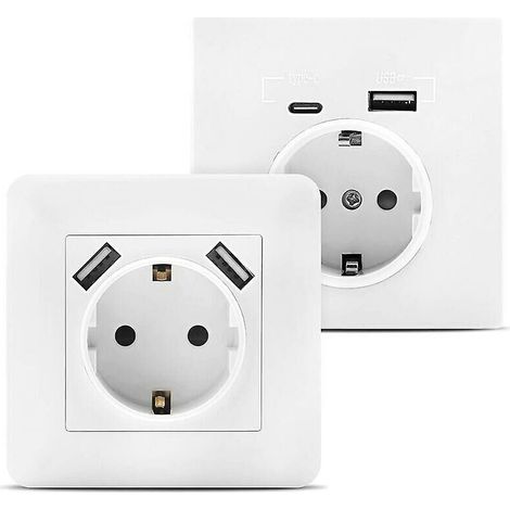 Wandsteckdose Mit 2 Versenkten Usb-anschlüssen (2,8 A), Usb-wandsteckdose (usb-a Und Usb-c), Kompatibel Mit Standard-unterputzdosen, Ladegerät Für Smartphones, Tablets, Mp3-player, Weiß (2er-pack)