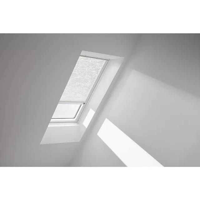 VELUX Plissee Dekor Klassik Weiß 1256 Faltstore, S08, GGU,Solar,VELUX,weiße Schiene