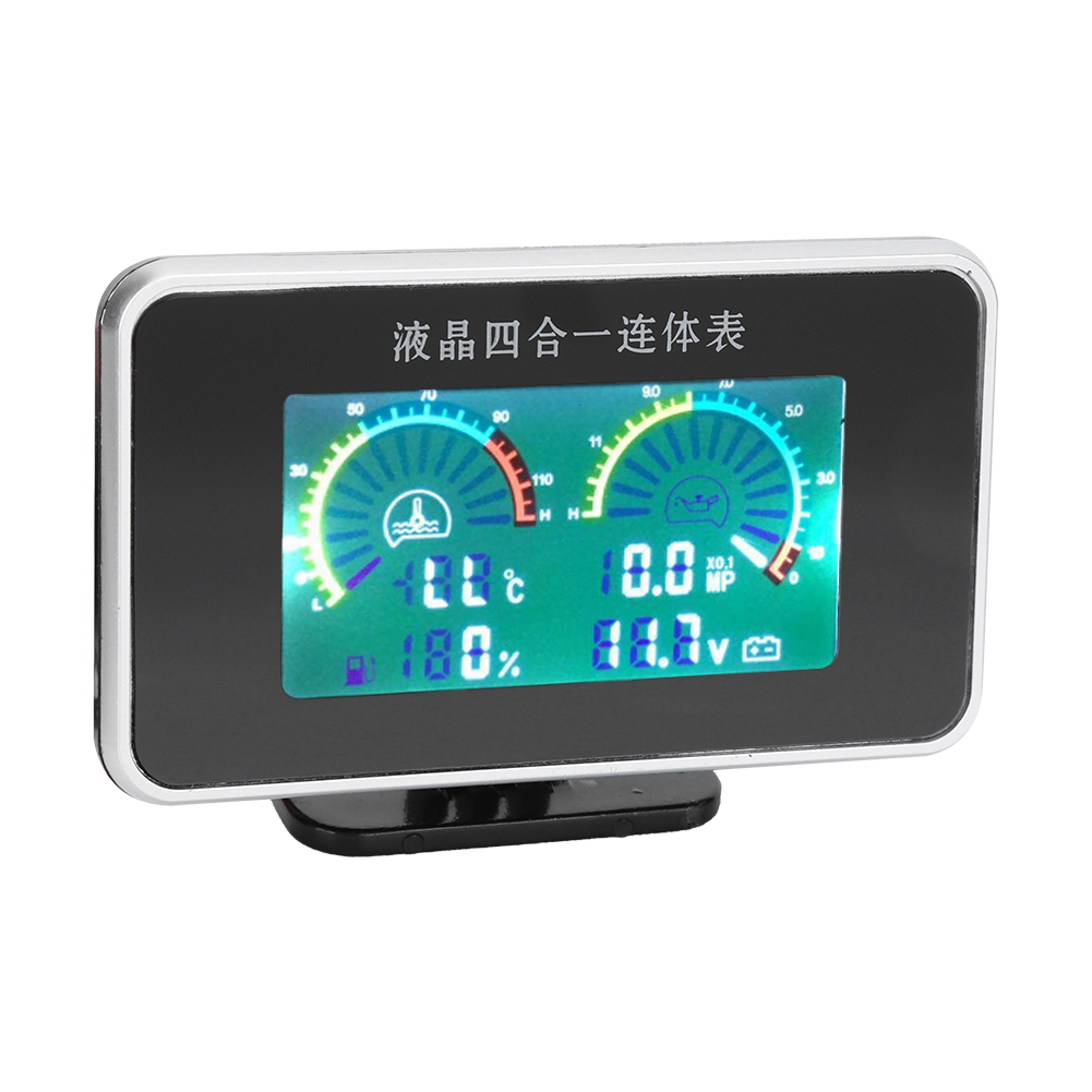 9v-36v Dc 4-in-1 Kfz-voltmeter Mit Lcd-digitalanzeige, Tankanzeige, Wassertemperatur- Und Öldruckanzeige