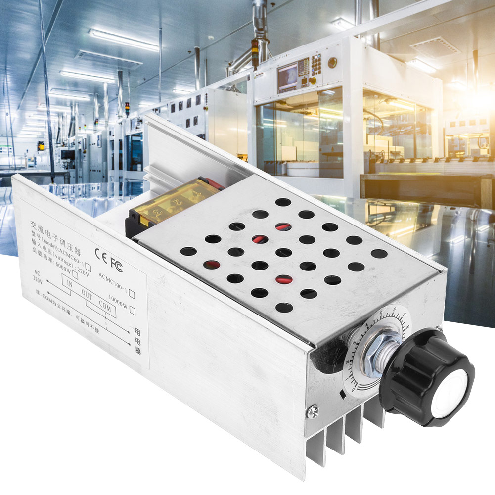 Elektronischer Scr-spannungsregler 6000 W, 220 V Wechselstrom, Mit Drehzahlregelung, Dimmfunktion, Thermostat Und Gehäuse