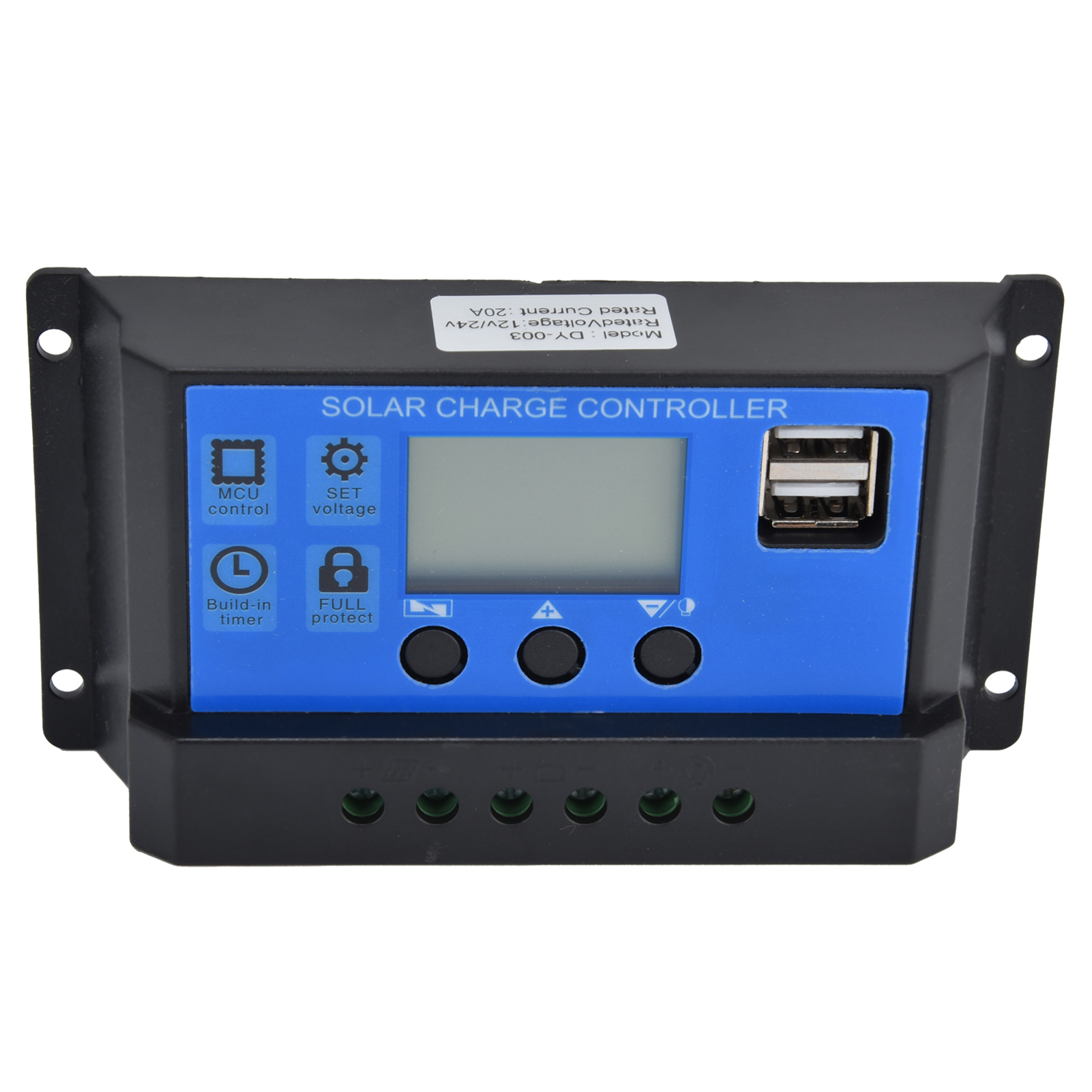 Solar-laderegler Mit Lcd-display, Zwei Usb-anschlüssen, Intelligenter Steuerung, Dc 12–24 V, 20 A