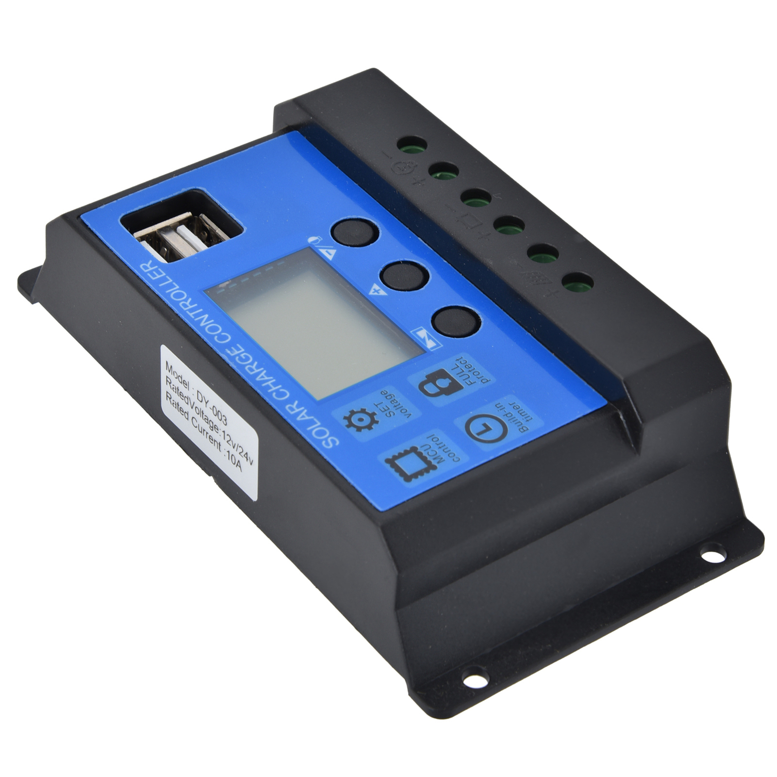 Solar-laderegler Mit Lcd-display, Zwei Usb-anschlüssen, Intelligenter Steuerung, 12–24 V Dc, 10 A