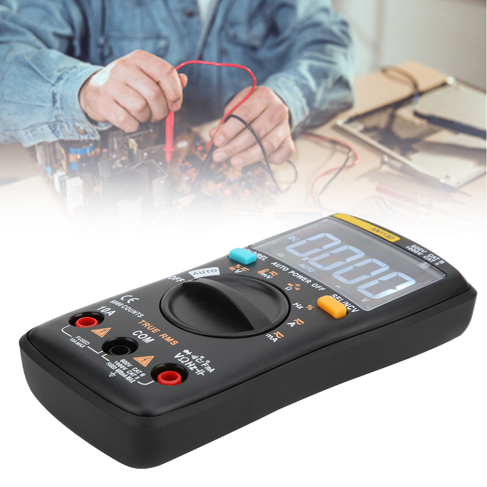 An113d Digitales Transistor-multimeter Mit 6000 Messpunkten Und Automatischer Bereichswahl, Ac/dc-spannungsprüfer, Schwarz