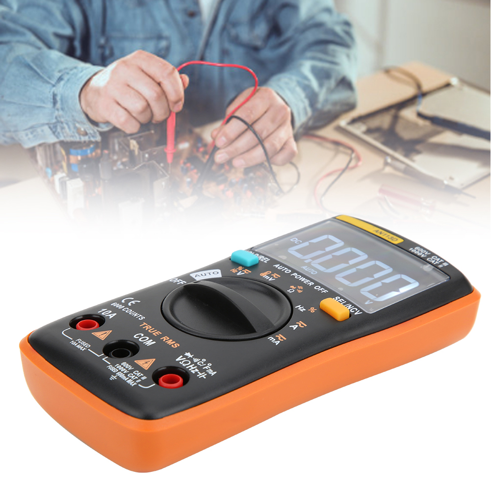 An113d Digitales Transistor-multimeter Mit 6000 Messpunkten Und Automatischer Bereichswahl, Ac/dc-spannungsprüfer, Orange