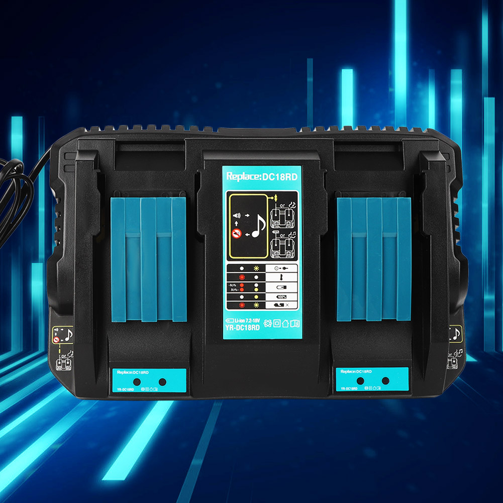 Dc18rd Doppel-akkuladegerät Mit Usb-anschluss, Geeignet Für Makita Bl1830 Und Bl1430 (14,4–18 V, Eu-stecker, 110–230 V)