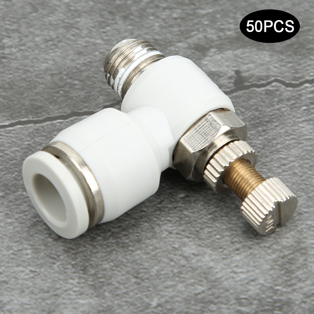 50 Pneumatische Luftstromregelventile, Weiß, Einstellbar, Langlebig, Schnellanschluss Sl8 01