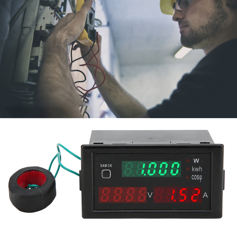 Digitales Wechselstrommessgerät Mit Led-anzeige, Multifunktions-voltmeter, Strom- Und Energiemessmonitor, 220 V Wechselstrom