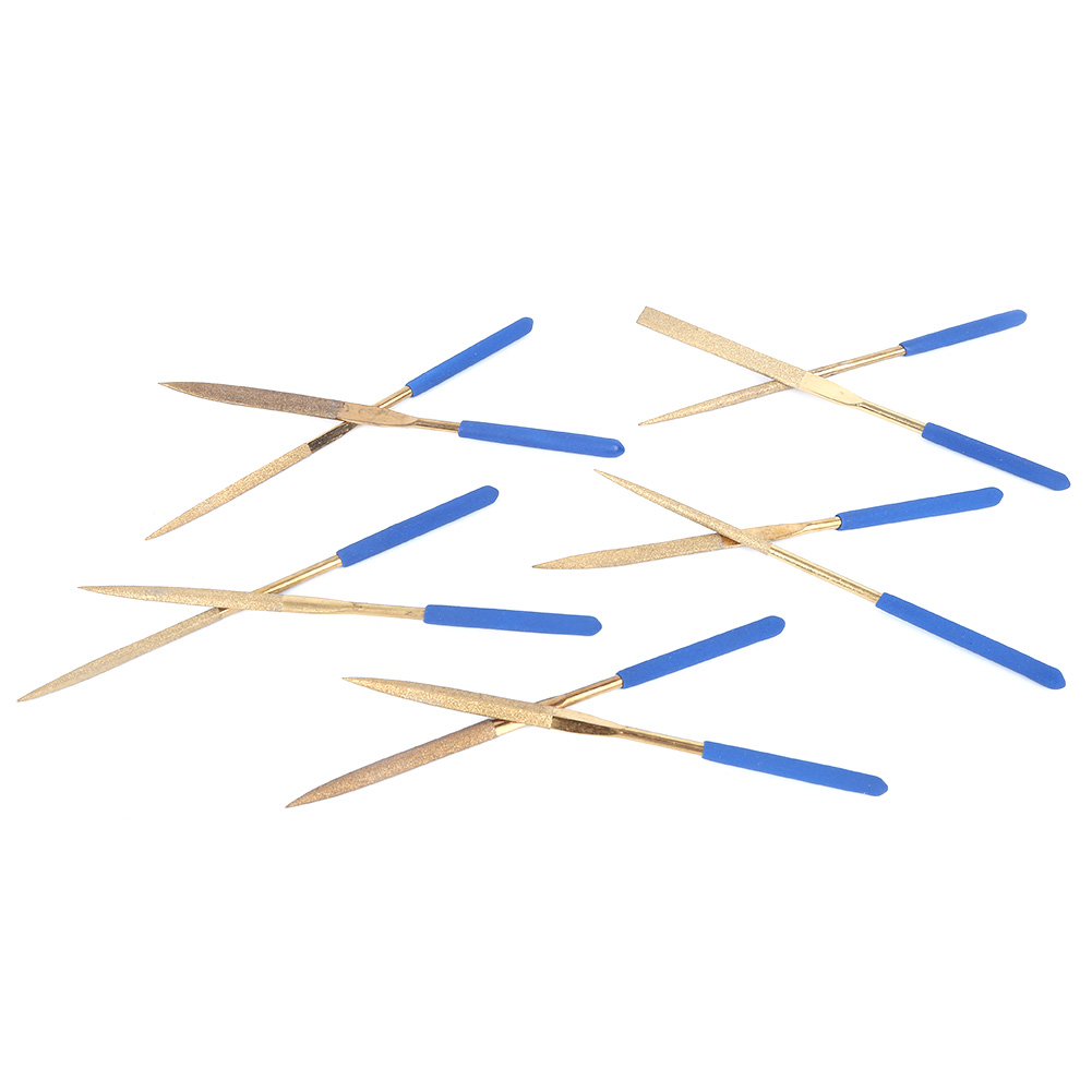 Set Mit 10 Diamantnadelfeilen (5 X 180 Mm) Aus Titanbeschichtetem Stahl Zum Feilen Und Schneiden