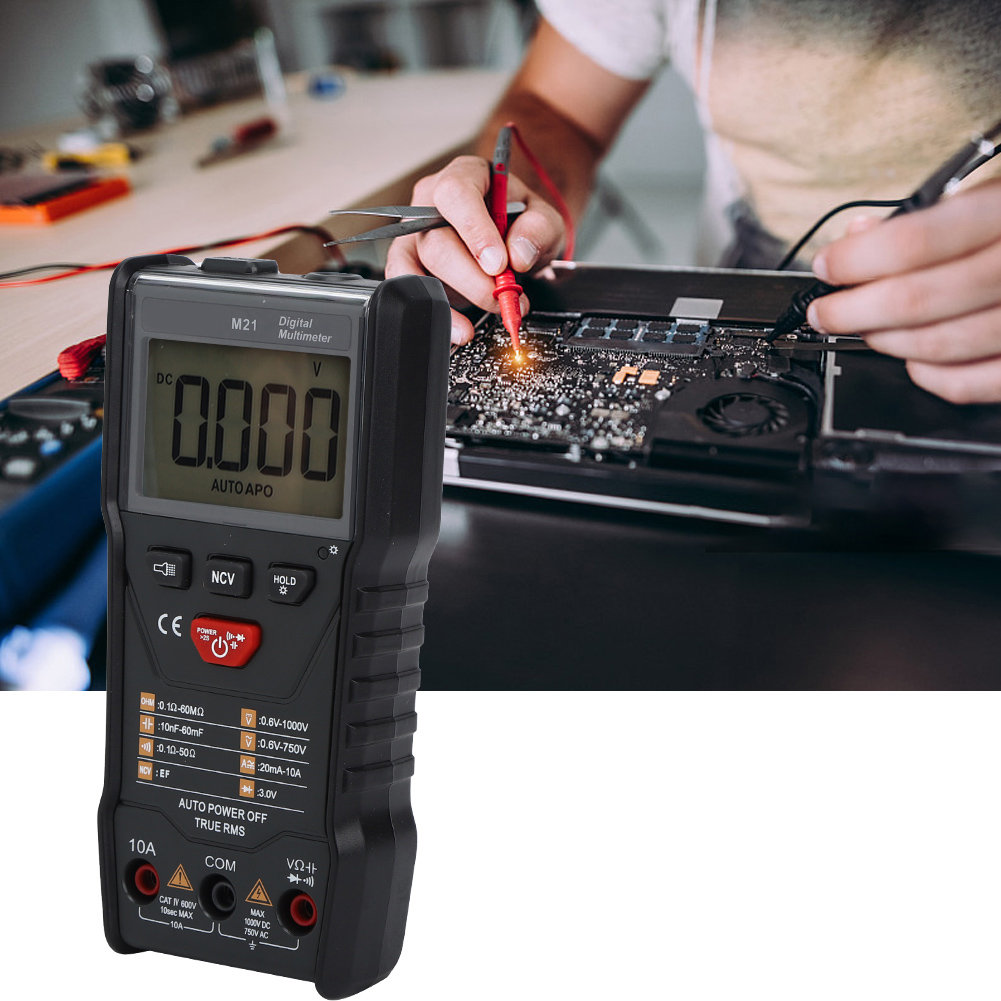 Digitales Multimeter Mit 6000 Zählern, Hintergrundbeleuchtung, Ac/dc- Und Dc-strommessung, Tragbar, True-rms-multimeter Für Kfz- Und Strom-/spannungsmessungen, Schwarz