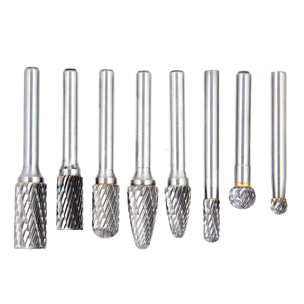 8-teiliges Set Aus Wolframstahl-schleifköpfen, Hartmetall-fräsern Und Rotationspolierwerkzeugen