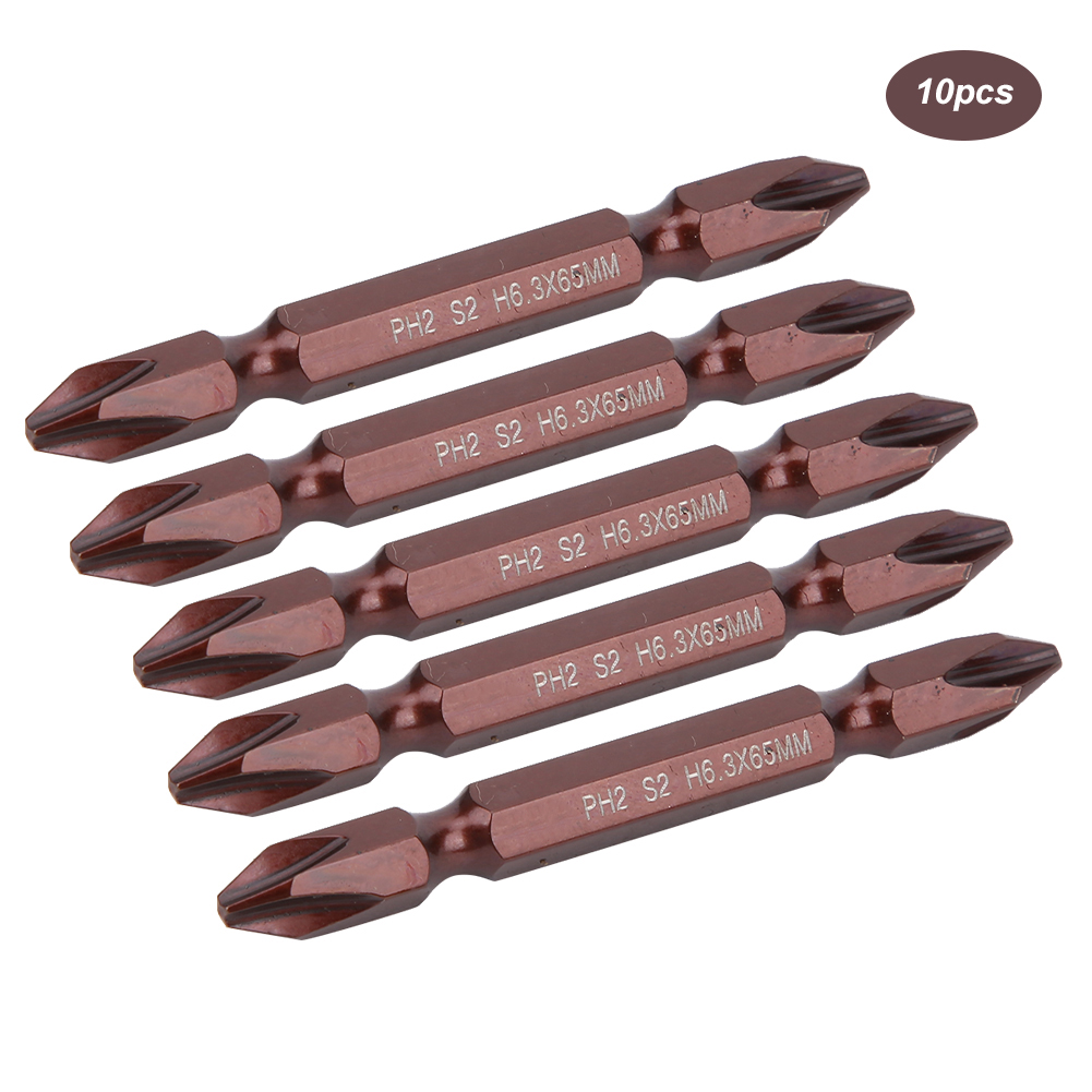10 Doppelt Magnetische Schraubendreherbits, S2 H6,3 X 65 Mm, Ph2, Rot