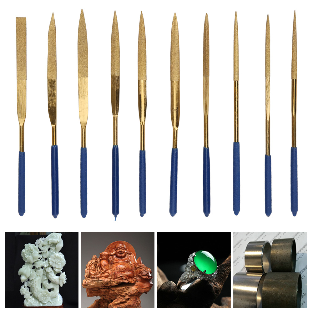 10-teiliges Set (4 X 160 Mm) Titanbeschichteter Mini-diamantnadelfeilen Für Stahl, Keramik Und Glas