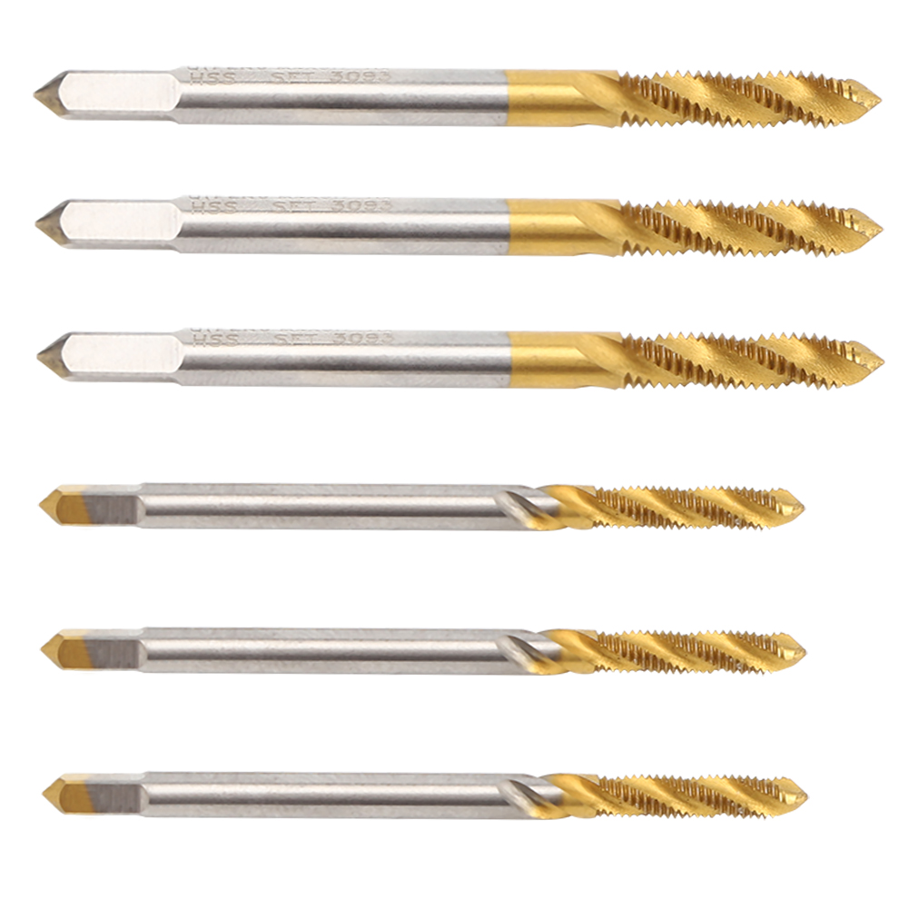 3-teiliger Spiralgewindebohrer-satz, Handwerkzeug, Zubehör, Schnellarbeitsstahl, M3, M4, Gold, Silber