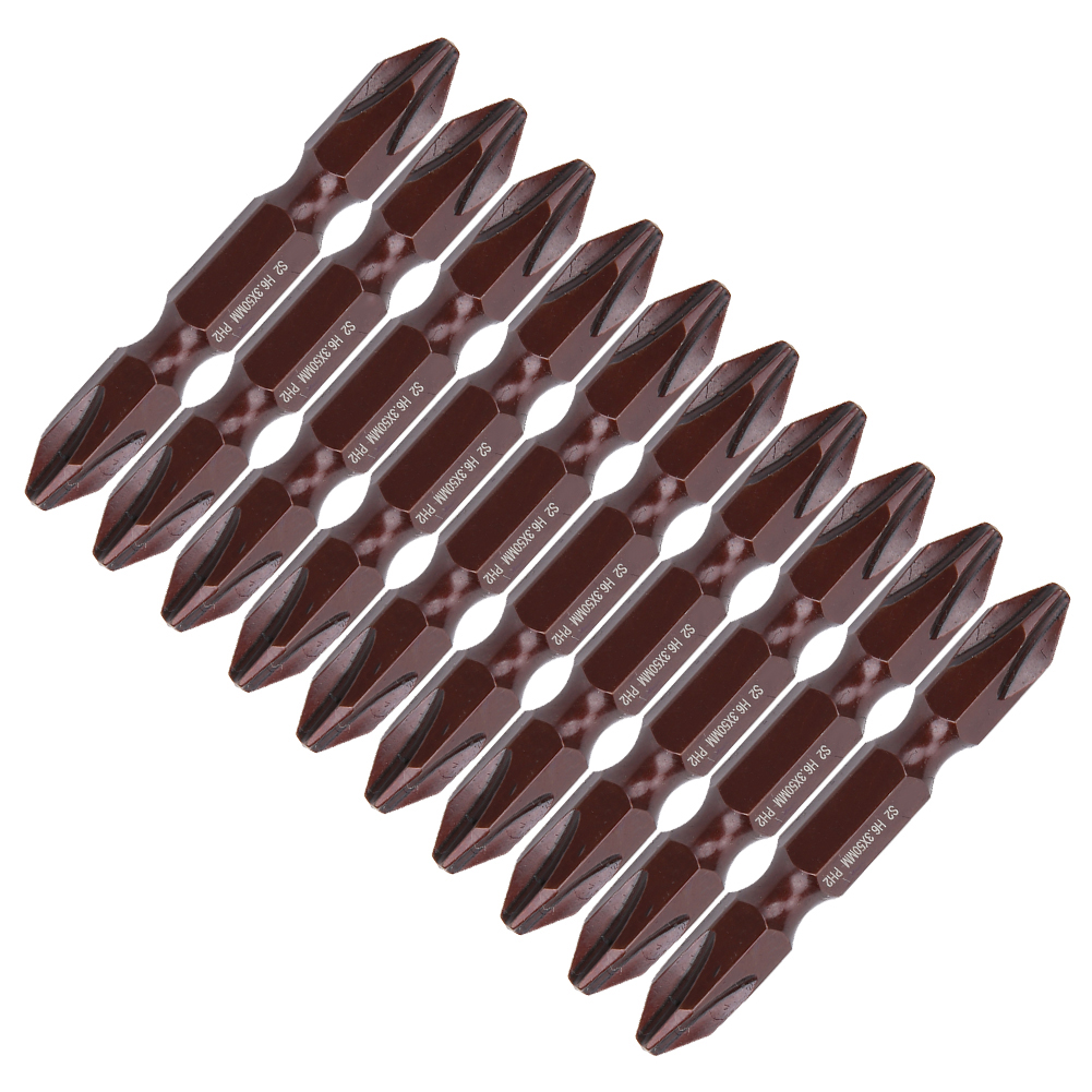 10 Doppelseitige Phillips-schraubendreherbits, Handwerkzeug, Hohe Klemmkraft, Magnetisch, S2 H6,3 X 50 Mm