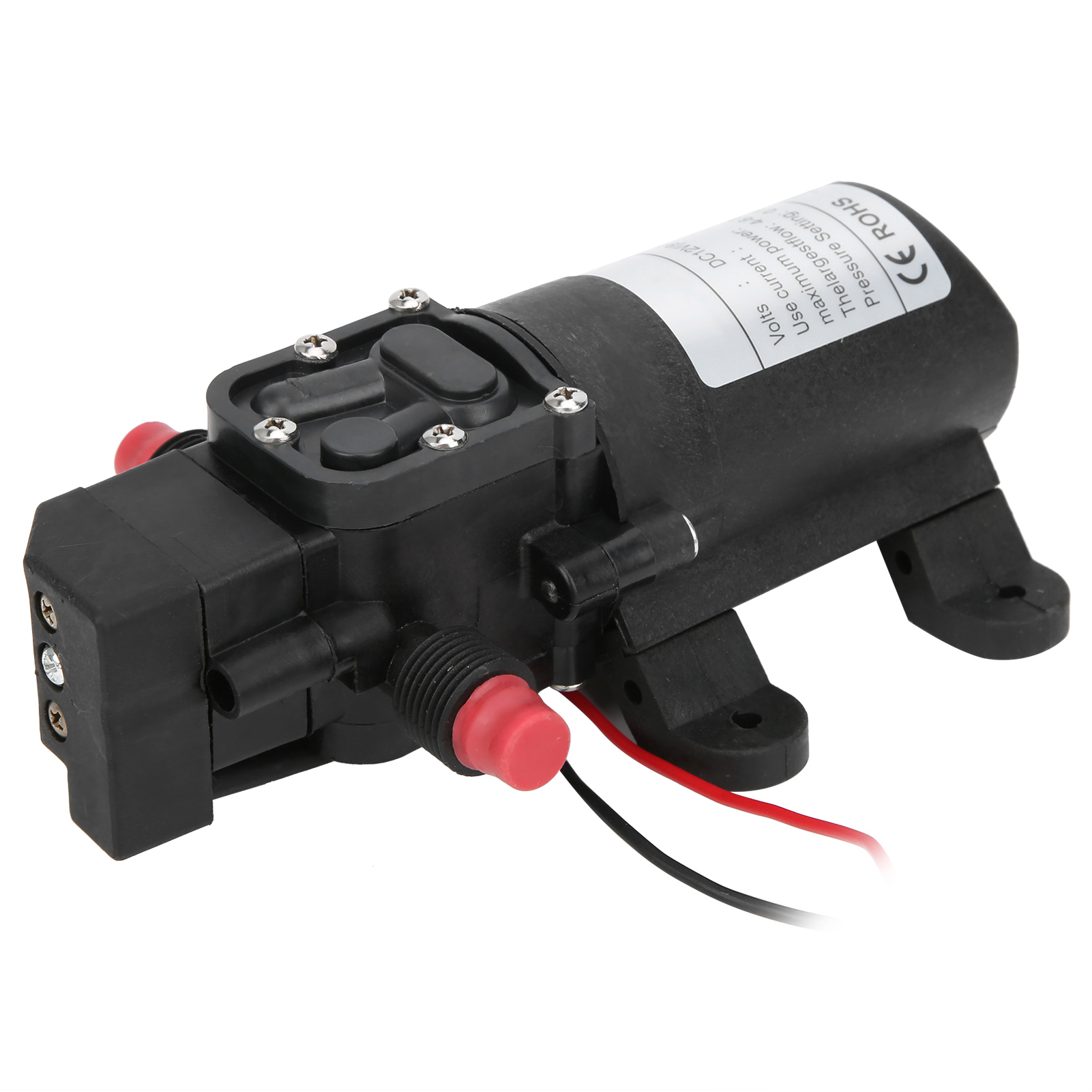 Miniatur-membranwasserpumpe, Bidirektionales Gewinde, Rechter Auslass, 6,0 L/min, 0,9 Mpa, G1/2 Zoll, 72 W, 12 V