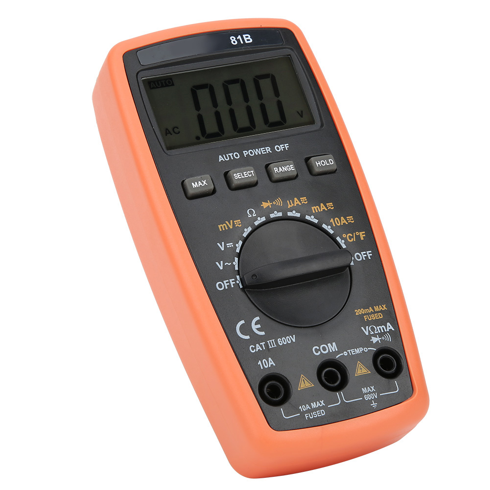 Digitales Lcd-multimeter Mit Automatischer Bereichswahl Für Wechsel- Und Gleichstrom, Spannung, Stromstärke, Temperatur Und Widerstand