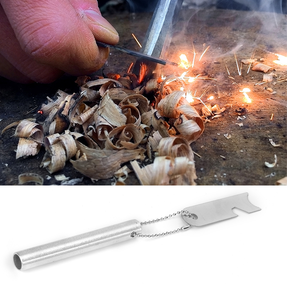 Feuerstarter-set Mit Magnesiumblock Und Edelstahlschaber Fürs Wildcampen