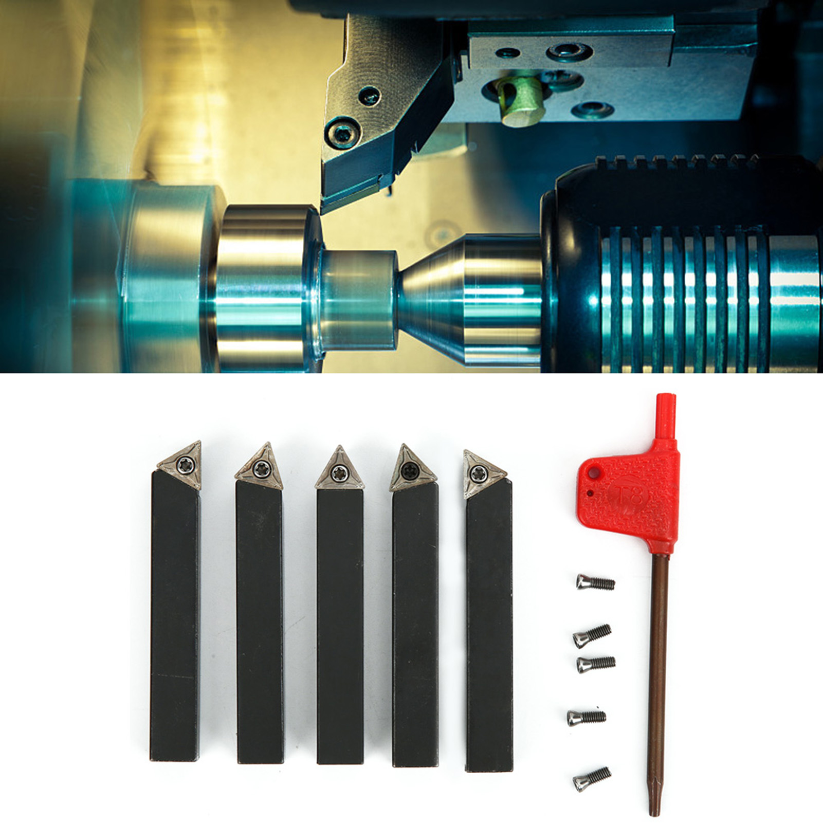 5-teiliges Set Aus 3/8-zoll-hartmetall-drehwerkzeugen Für Drehmaschinen, Schneidwerkzeuge Und Plandrehen