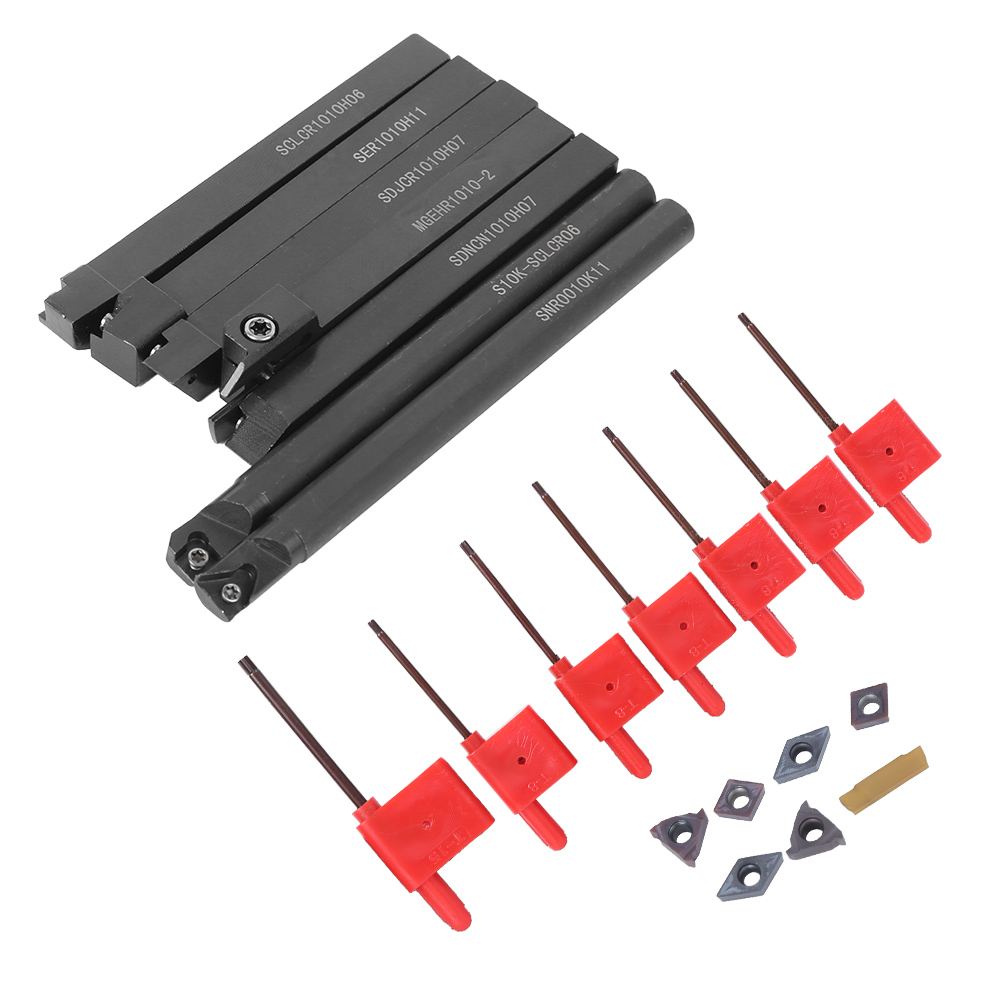 Cnc-drehwerkzeug-set, 7-teilig, Mit Dorn, Schlüssel Und Lila-schwarzem Drehmesser, Hardware-zubehör 42cr