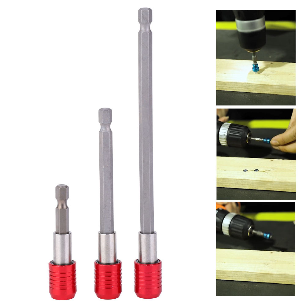 3-teiliger Schraubendreher-bithalter, Roter Edelstahl, 1/4-zoll-sechskantschaft, Länge 60/100/150 Mm Für Elektrische Schraubendreher