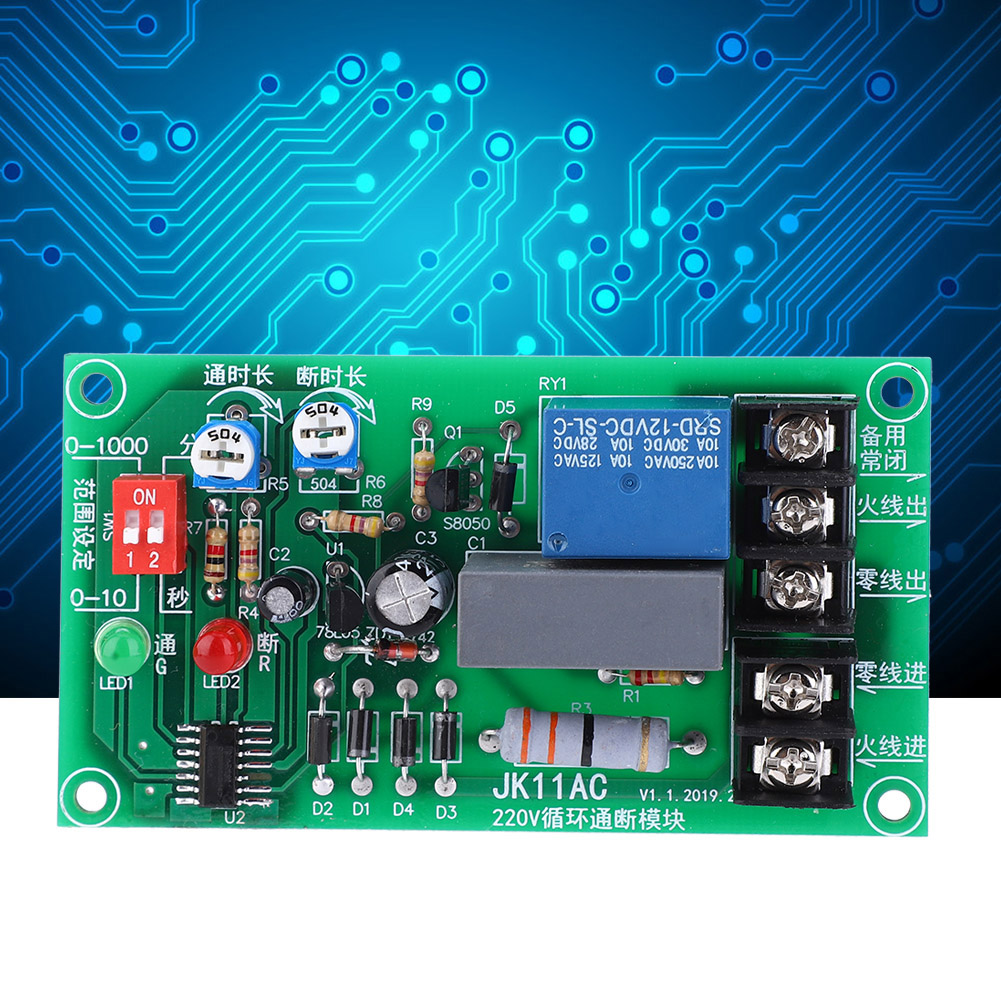 Endlos-zyklus-relaismodul Ein/aus-relais Ac 100-250v Einstellbares Verzögerungstimermodul