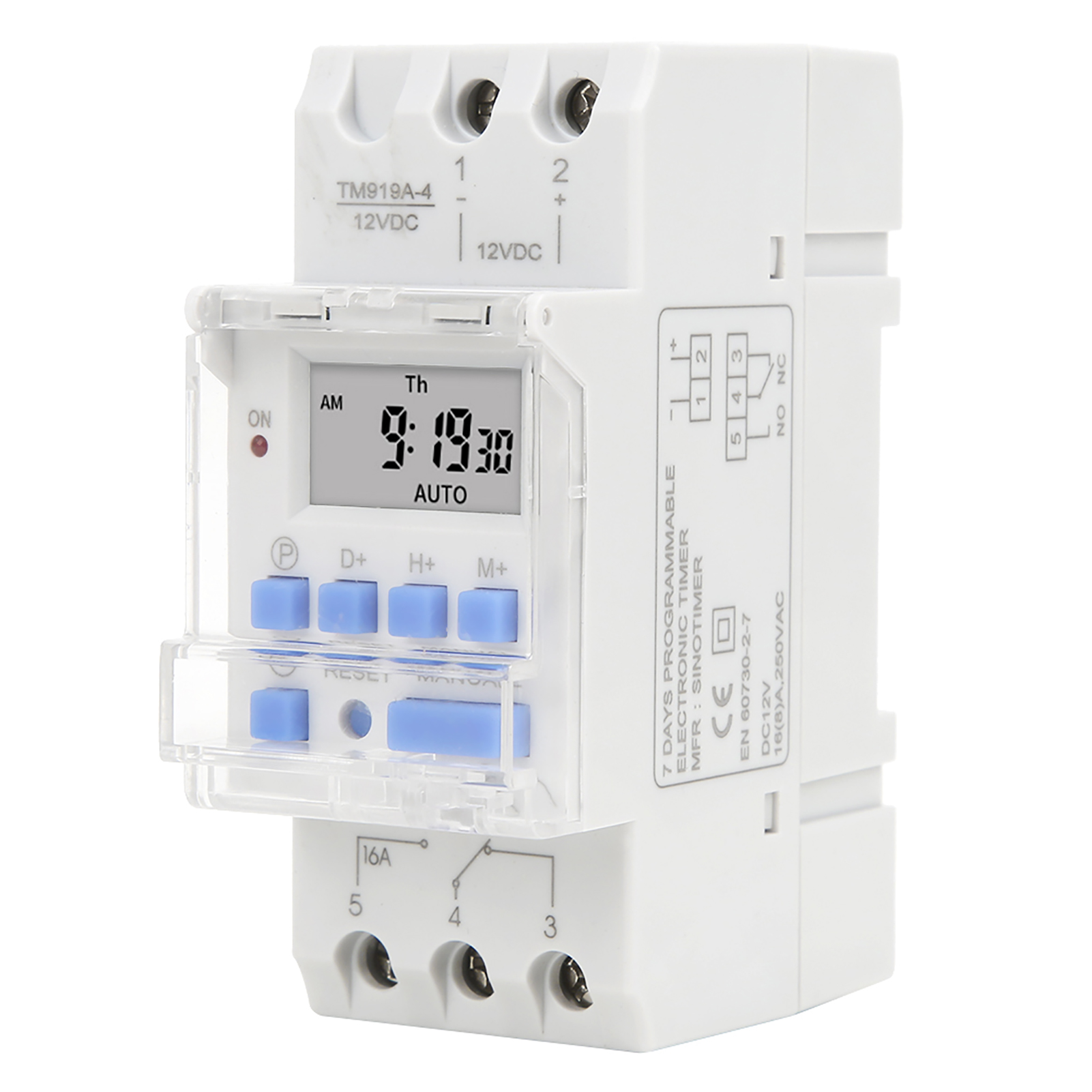 Wochentimer Mit Lcd-anzeige, 12 V Dc, 16 A Und Countdown-funktion, Austauschbare Batterie