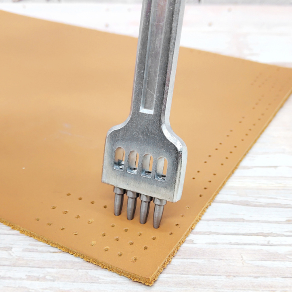 Dreiteiliger Meißel Mit 2/4/6 Zähnen, Verzinkt, Cr-v-stahl, Für Leder, 1 Mm Bohrung, Bastelwerkzeug