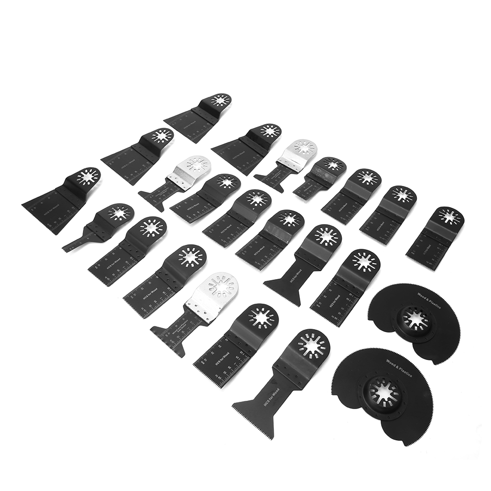 Set Mit 23 Oszillierenden Sägeblättern Aus Hochkohlenstoffhaltigem Stahl Zum Schneiden Von Kunststoff, Holz Und Weichmetall