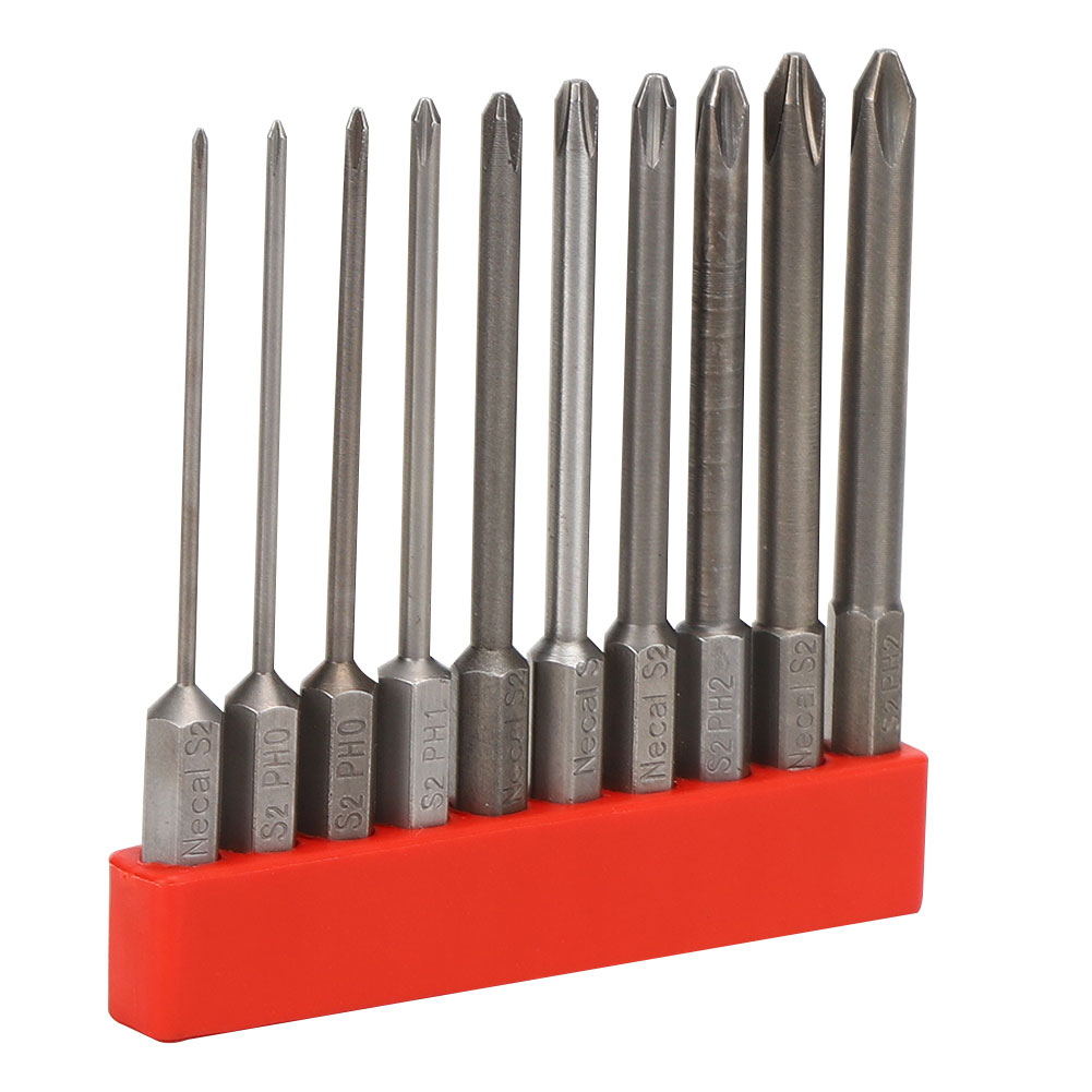 Set Mit 10 Magnetischen 1/4-zoll-sechskantschraubendreherbits Aus Rutschfestem S2-legierungsstahl