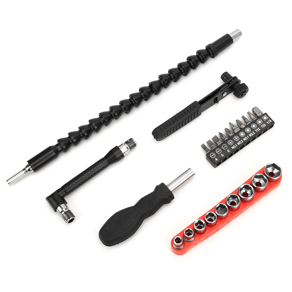 Set Mit 23 Flexiblen Bits Aus Kohlenstoffstahlschaft Für Schraubendreher, Steckschlüssel Und Handwerkzeuge Für Elektrische Bohrmaschinen