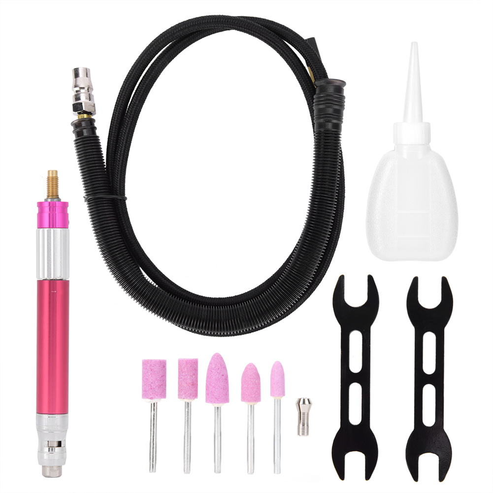 Pneumatischer Gravierstift, Mini-druckluftschleifer (rosa), 65.000 U/min Mit Dämpfungsrohr