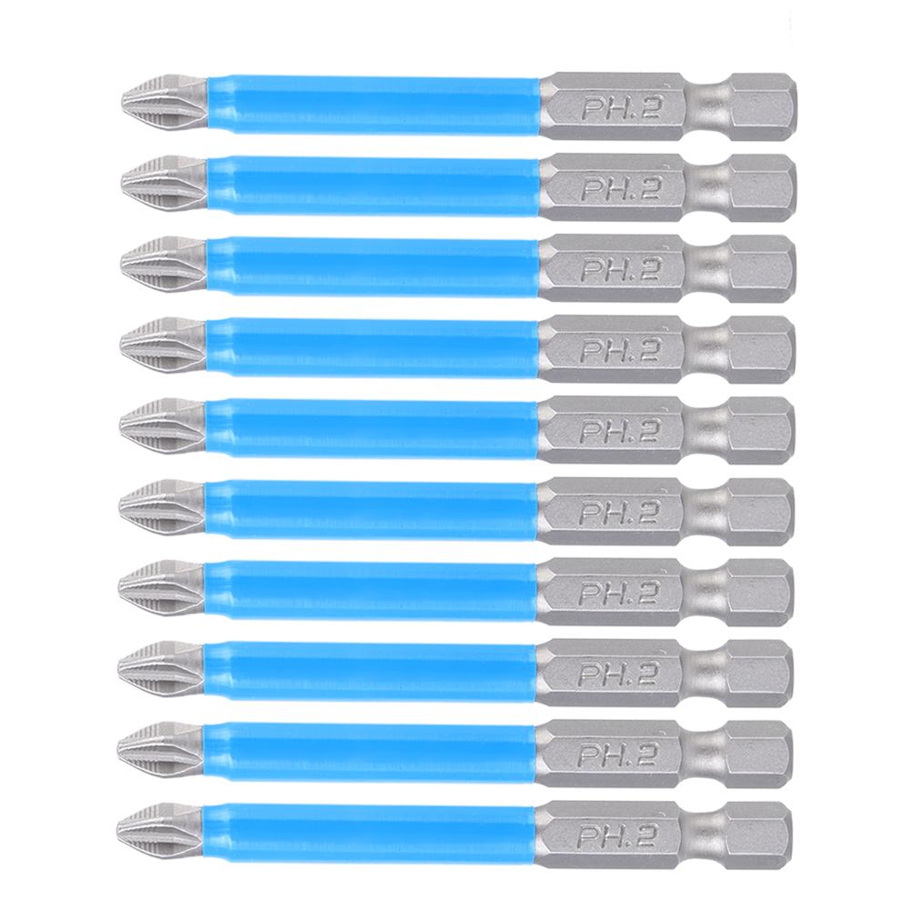 Set Mit 10 Rutschfesten Bits Für Elektroschrauber, S2-stahl, Magnetischer Kreuzschlitzbohrer Ph2 X 70 Mm
