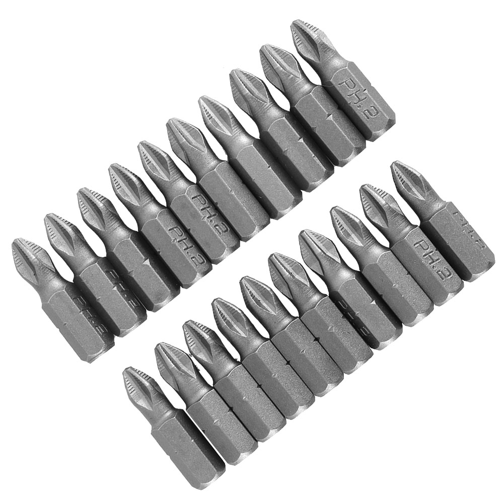 Set Mit 20 Rutschfesten Bits Für Elektroschrauber, S2-stahl, Magnetischer Kreuzschlitzbohrer Ph2 X 25 Mm