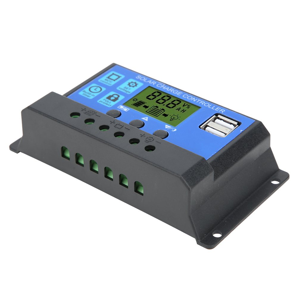 Solarmodul-laderegler Mit Lcd-anzeige, Batterieladesteuerung, Zwei Usb-ausgängen (12v/24v, 30a)
