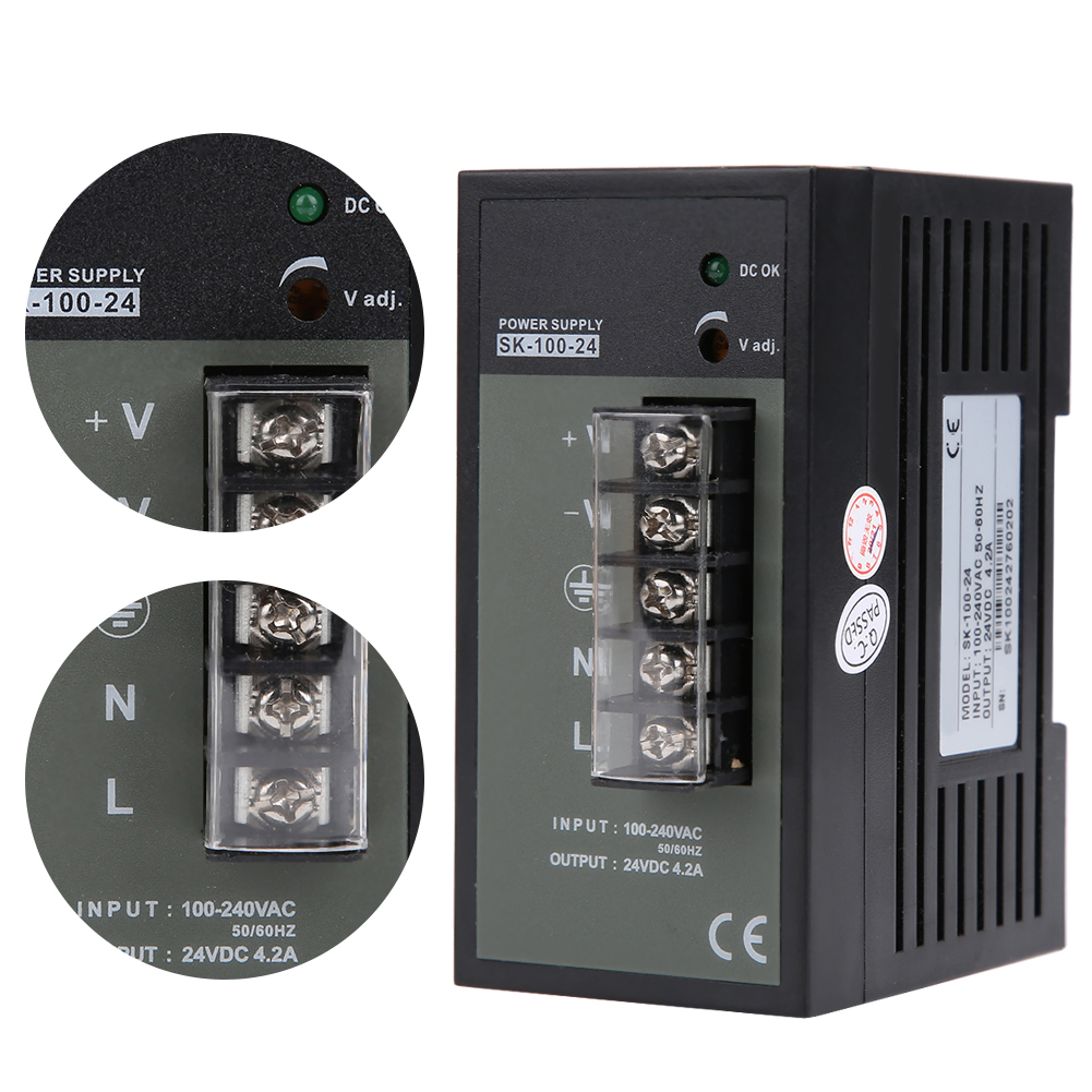 Din-schienen-netzteil, Industriequalität, Einstellbarer Schalter Sk-100-24 100–240 V Ac