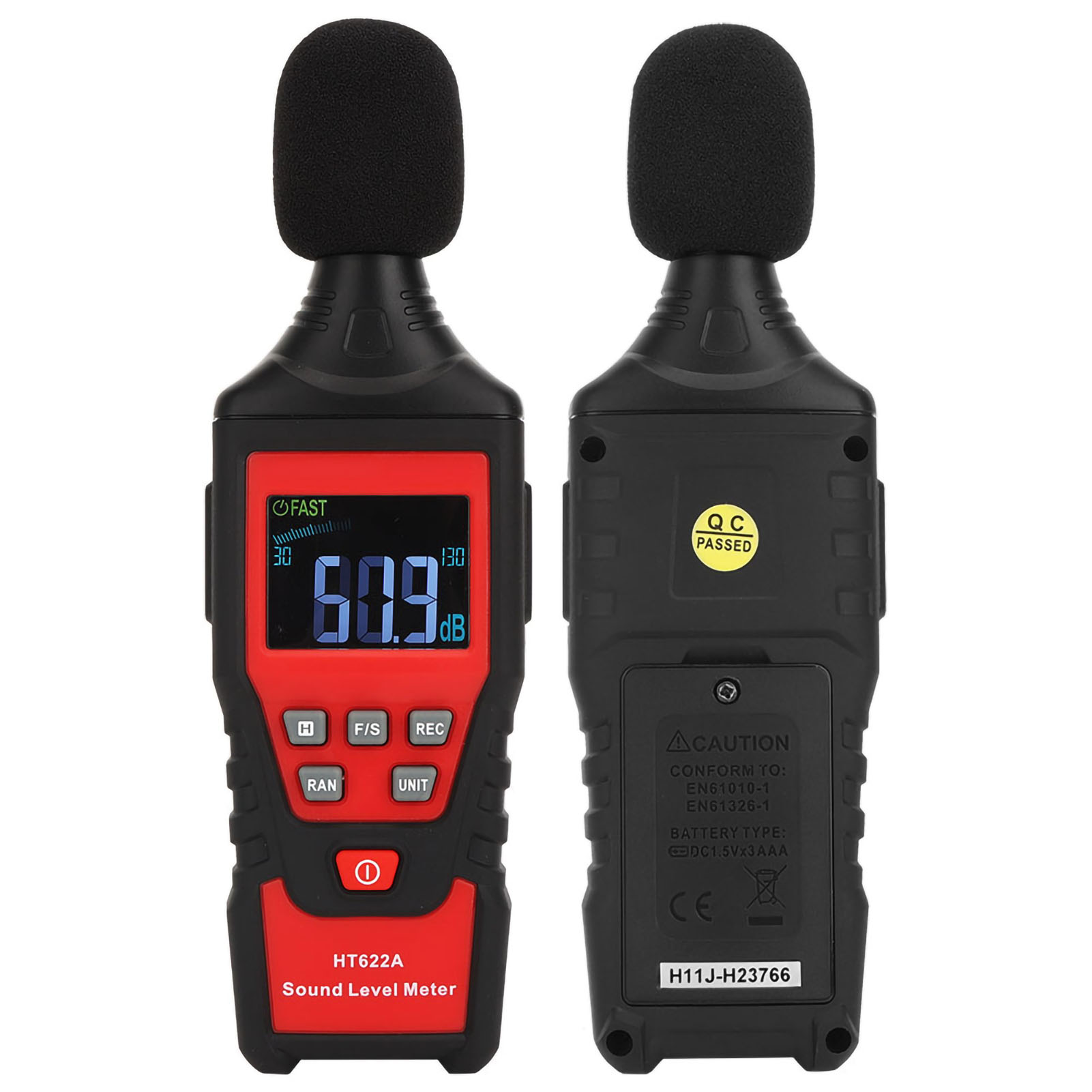 Digitales Schallpegelmessgerät Ht622a Mit Lcd-anzeige (30–130 Db) Und Sprachtester Zur Messung Des Geräuschpegels