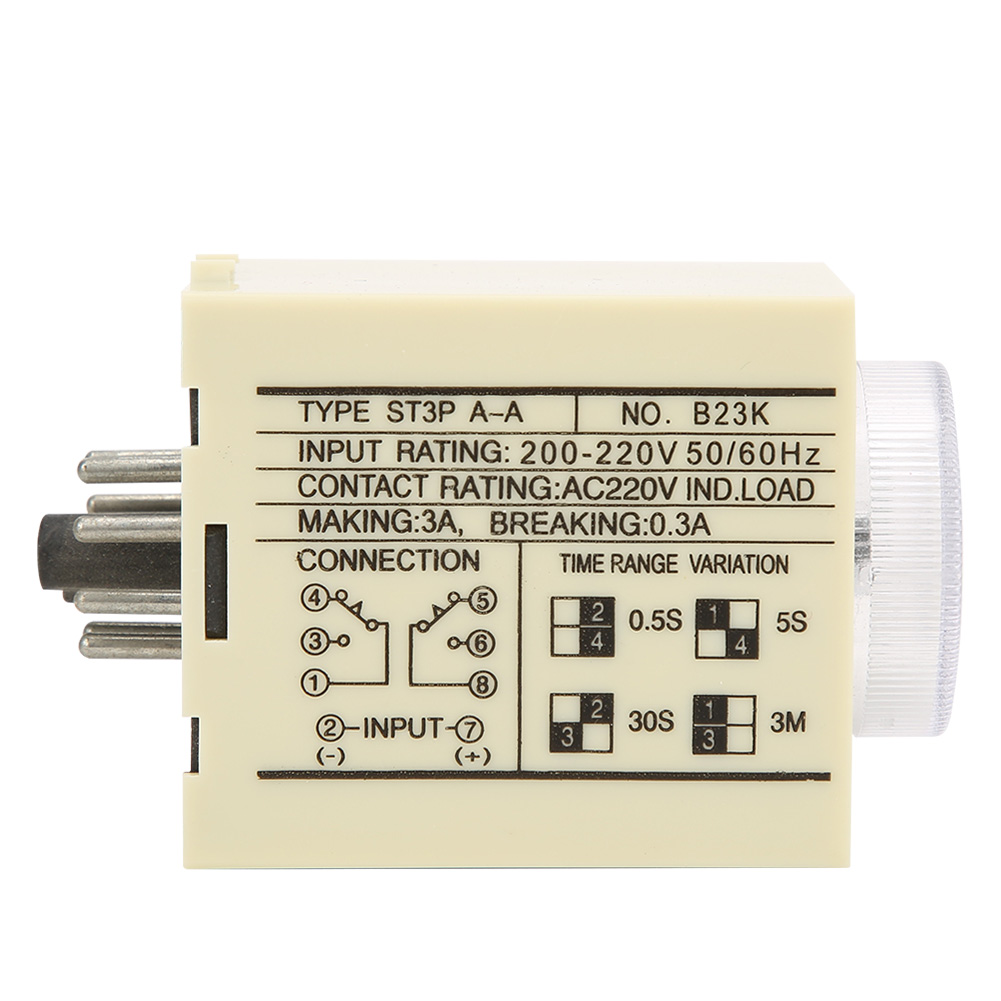 Zeitrelais Mit Drehknopf, Störungsresistentem Pc-gehäuse St3pa-a, 220 V Wechselstrom, 50/60 Hz