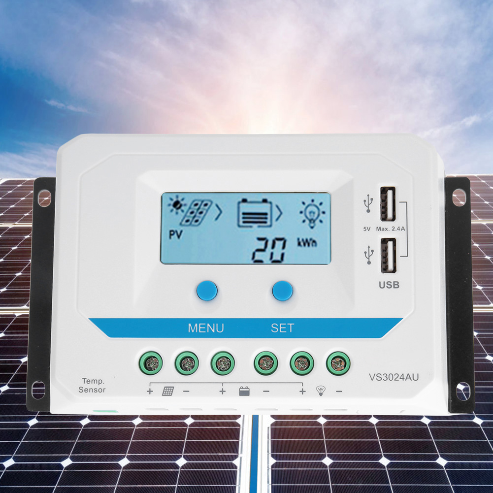 10a/20a/30a Solarladeregler, Pwm-regler Für 12v/24v-fahrzeuge, Lcd-display, Zwei Usb-anschlüsse Vs1024au