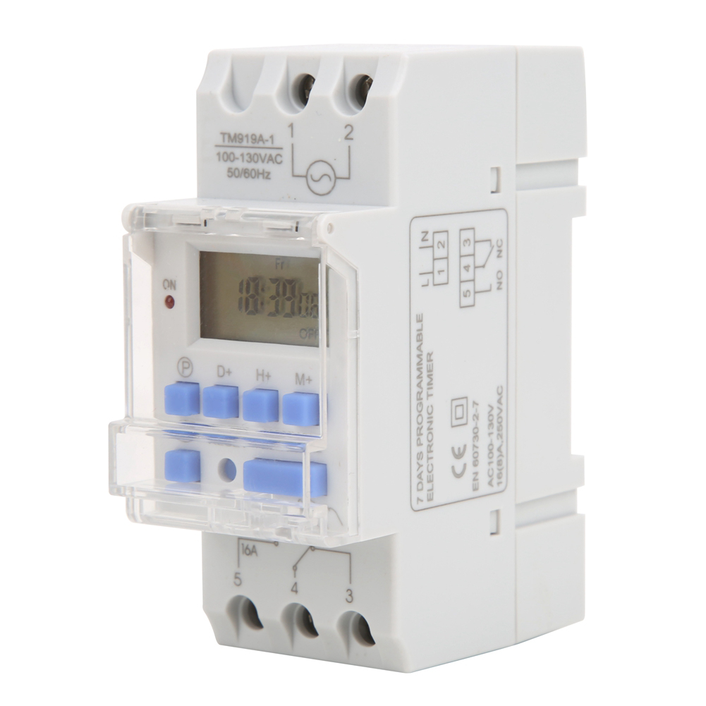 100–130 V Wechselstrom, 16 A, Wochentimer (12/24 Stunden), Ein-/ausschaltung Über Lcd-display, Programmierbares Zeitrelais