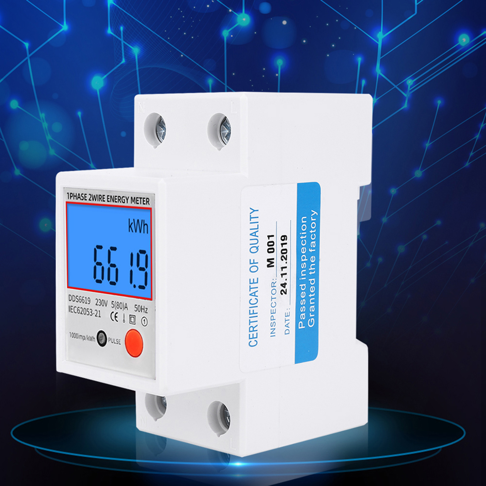 Digitaler Energiezähler Mit Hintergrundbeleuchtung, Einphasig, Multifunktional, Zur Messung Von Spannung Und Stromstärke, 230 V, 50 Hz