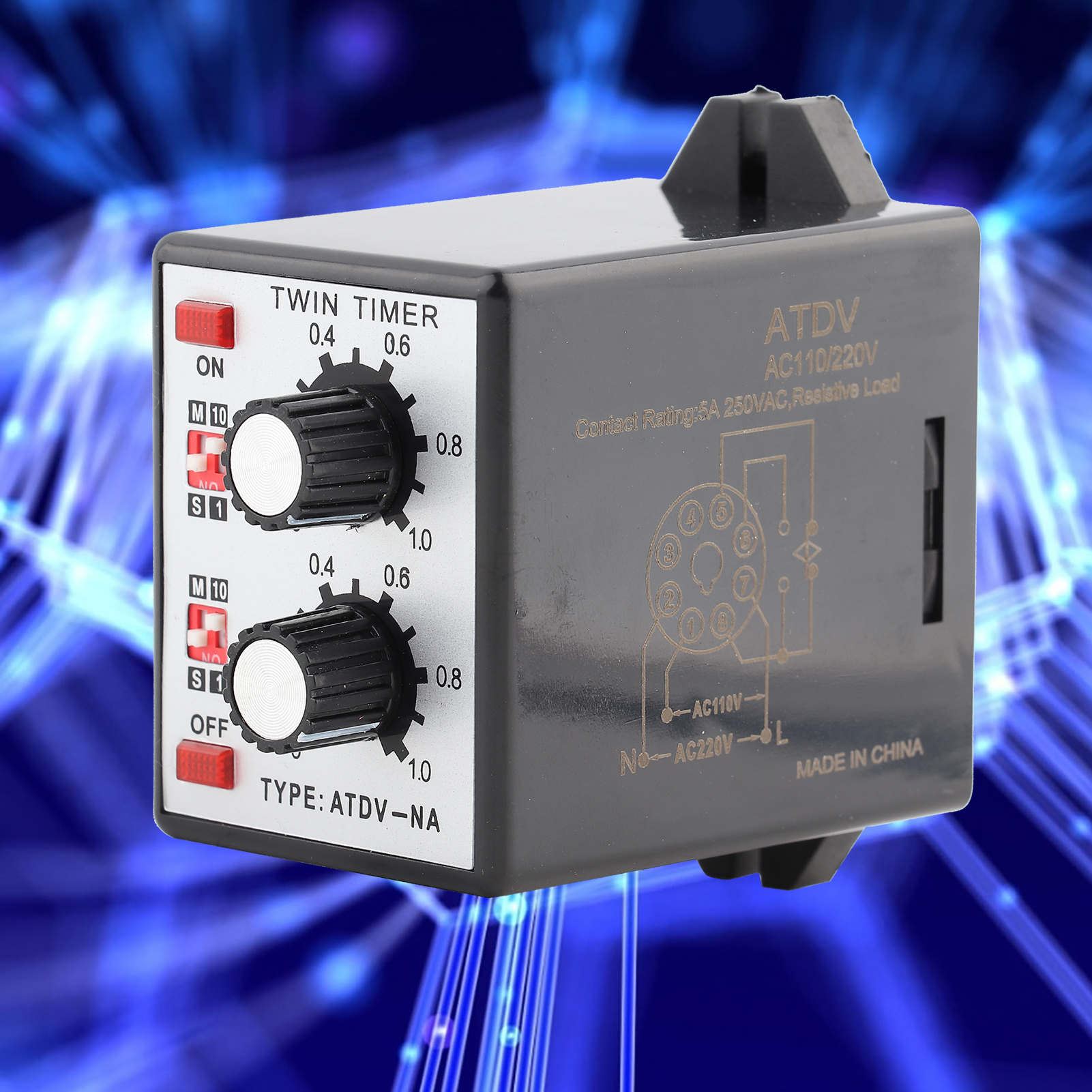 Zeitrelais Mit Drehknopf, Doppelzeitrelais, Mehrteilig Atdvna Ac110v 220v