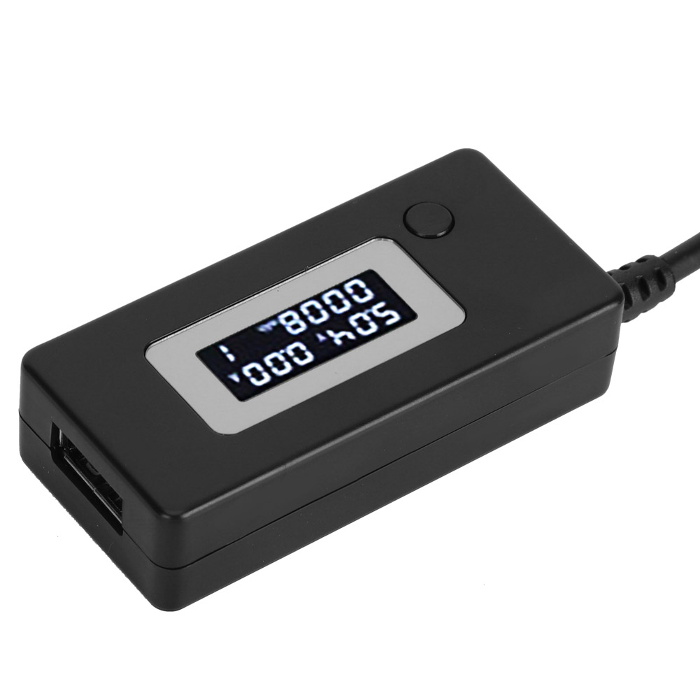 Lcd-display Mit Hintergrundbeleuchtung, Usb-anschluss, Amperemeter, Voltmeter, Ladekapazitätstester (4–30 V), Schwarz