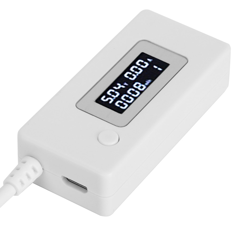 Lcd-display Mit Hintergrundbeleuchtung, Usb-anschluss, Amperemeter, Voltmeter, Ladekapazitätstester (4–30 V), Weiß