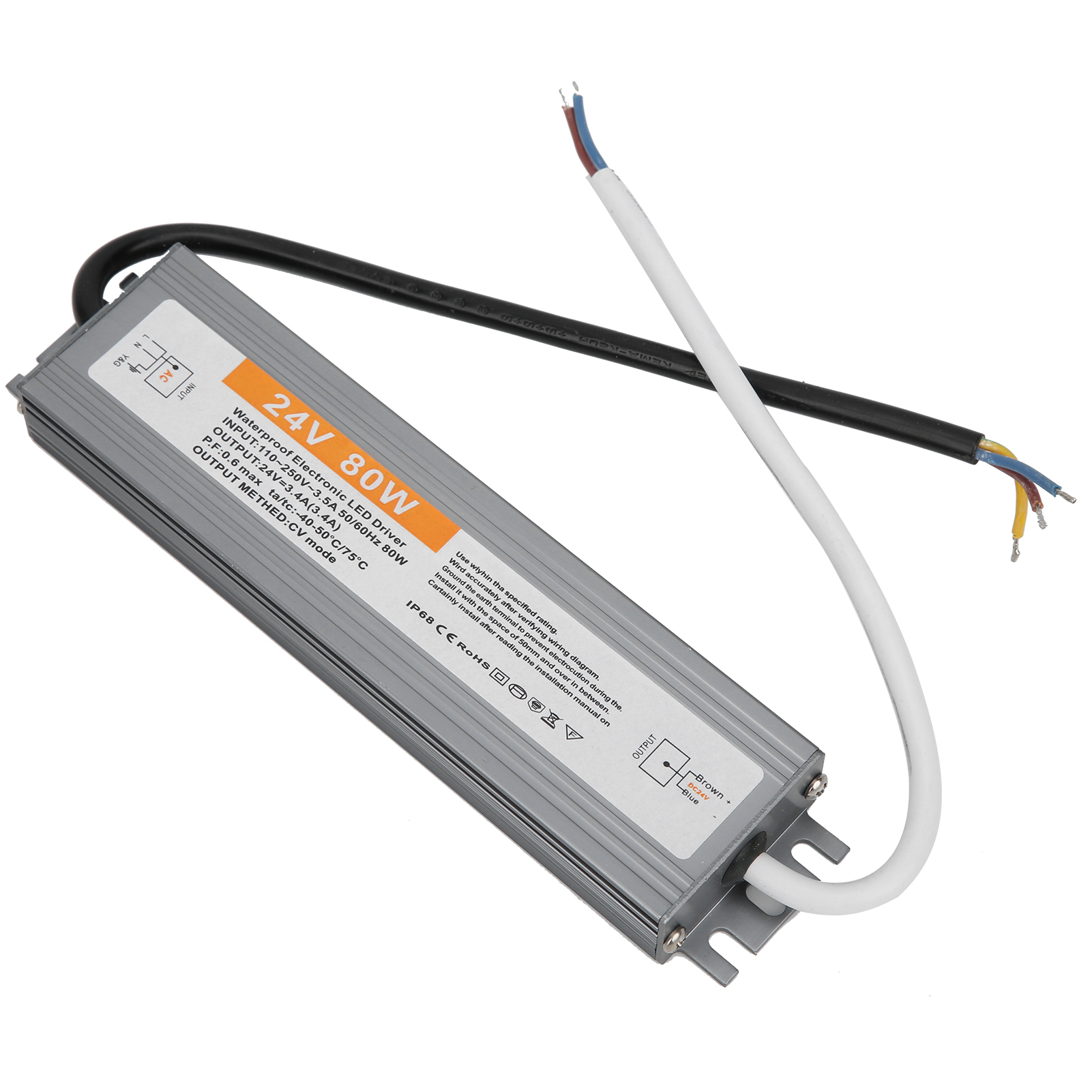 Kabelgebundener, Ultradünner, Wasserdichter 80-w-led-treiber Mit Schalter, 110–250 V Wechselstrom, 50/60 Hz Oder 24 V Gleichstrom