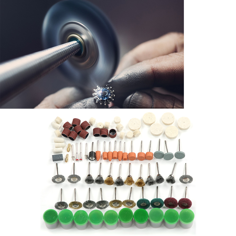 342-teiliges Zubehörset Für Elektrische Schleifgeräte: Wollpolierbürste, Trimmelemente Und Rotationselemente