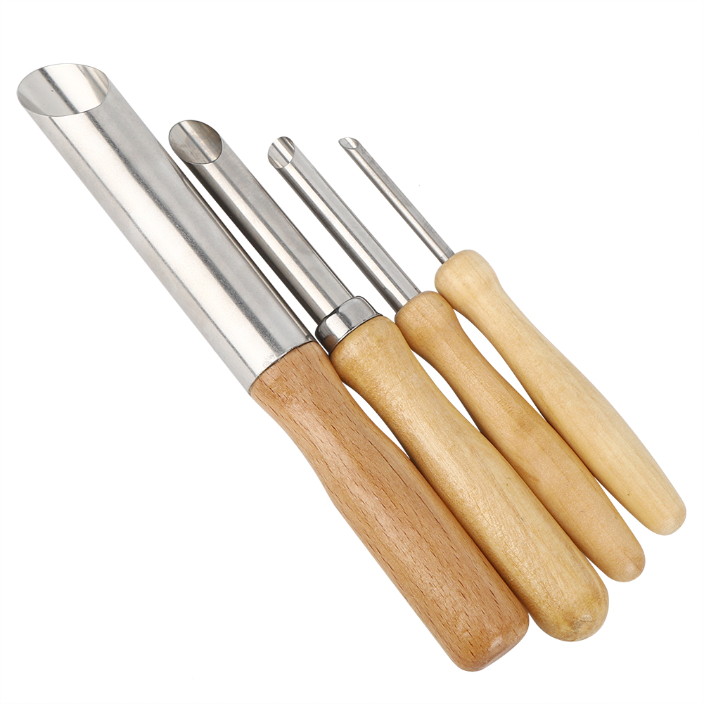 Set Mit 4 Runden Ausstechern Und Bohrern Mit Holzgriffen Für Keramik Und Ton